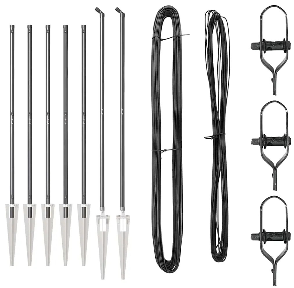 vidaXL Πό posts φράχτη 7 pcs Γκρι Ø32mm 180 εκ Γαλβανισμένος χάλυβας