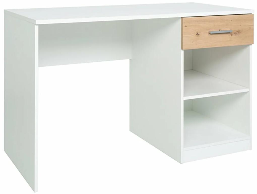 Τραπέζι γραφείου Boston 426, Με συρτάρια, Αριθμός συρταριών: 1, 76x120x59cm, 37 kg, Artisan βελανιδιά, Άσπρο | Epipla1.gr