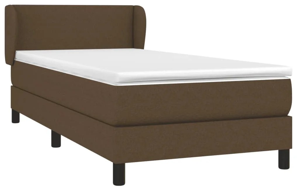 vidaXL Κρεβάτι Boxspring με Στρώμα Σκούρο Καφέ 90x200 εκ. Υφασμάτινο