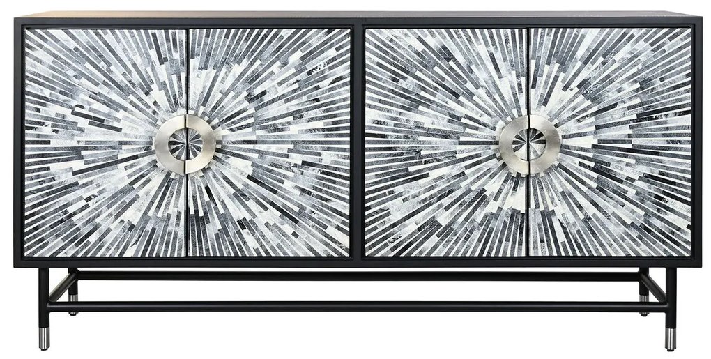 Σκευοθήκη DKD Home Decor 160 x 40 x 80 cm Μαύρο Γκρι Λευκό Κόκαλο Ρητίνη Ξύλο MDF