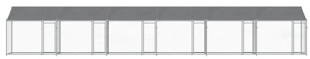vidaXL Κλουβί Σκύλου με Οροφή και Πόρτες Γκρι 12x2x2 μ. Γαλβ. Χάλυβας