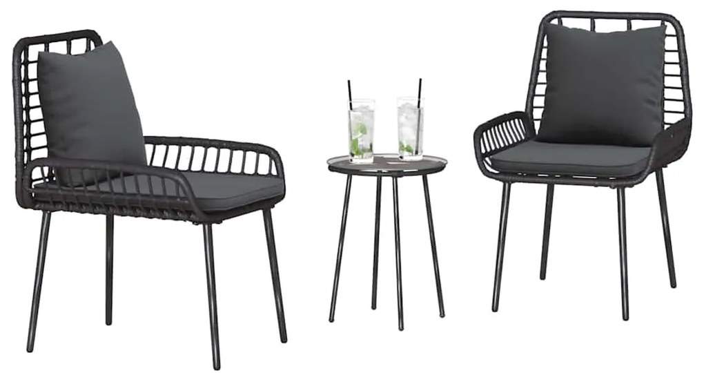 vidaXL Σέτ φαγητού για κήπο 3 pcs Μαύρο, Ανθρακί 35 x 35 x 45 εκ