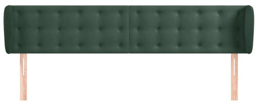 vidaXL Κεφαλάρι με Πτερύγια Σκούρο Πράσινο 163x23x78/88 εκ. Βελούδινο