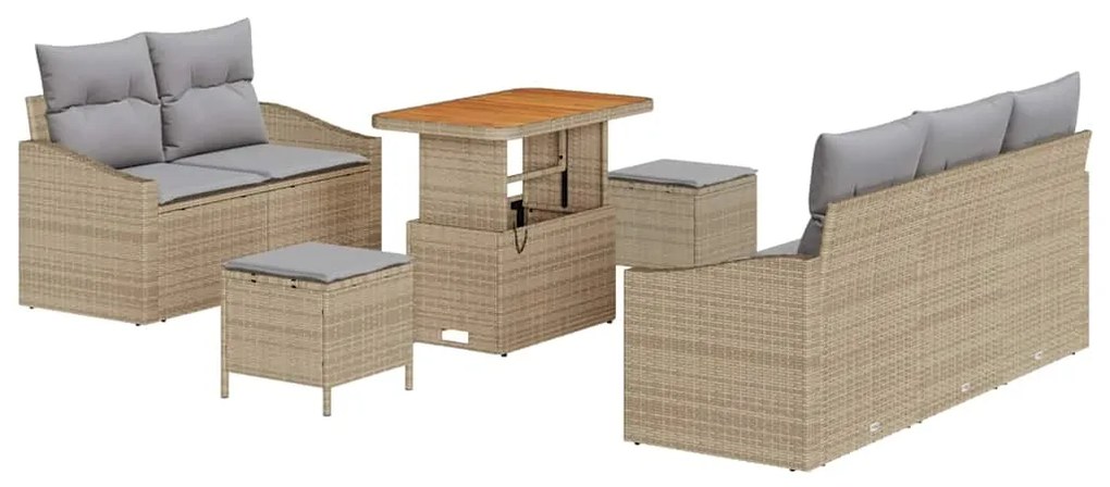 vidaXL Σετ Καναπέ Κήπου 8 pcs Μπεζ, Ανοιχτό Γκρι 90 x 55 x 71 cm