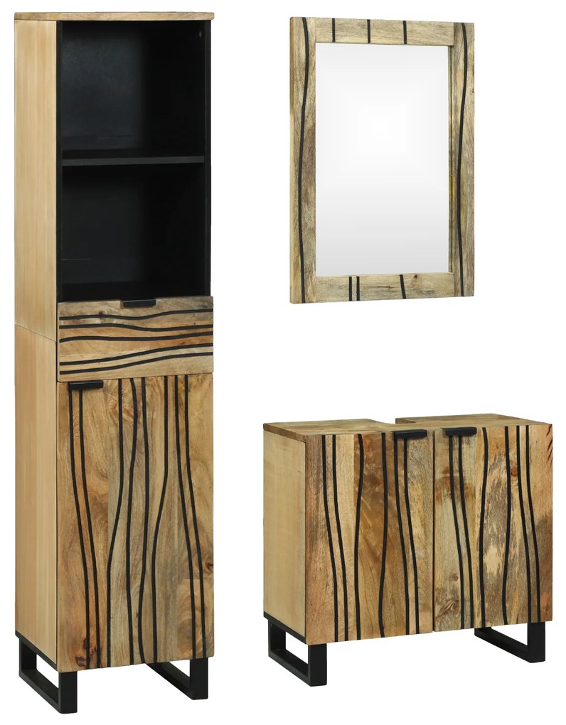 vidaXL Σετ Επίπλων Μπάνιου με συρτάρι 3 pcs Καφέ 38 x 33 x 160 εκ.