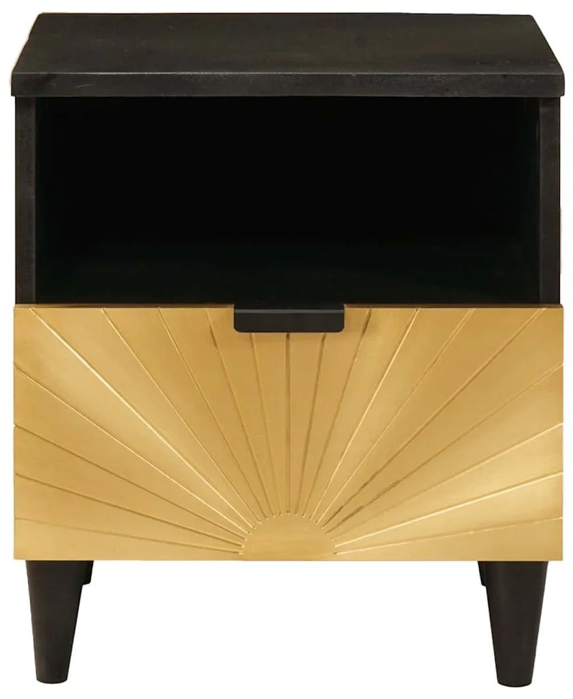 vidaXL Κομοδίνο με συρτάρι 2 pcs Μαύρο και Χρυσό 40 x 33 x 46 εκ.