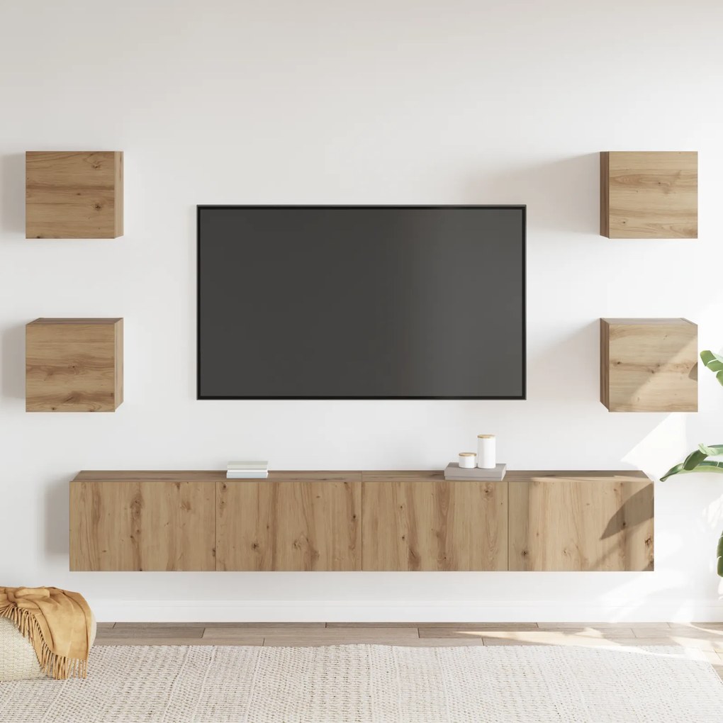 vidaXL Σετ επίπλου τηλεόρασης 6 pcs Καφέ 200 x 30 x 30 cm Μοριοσανίδα