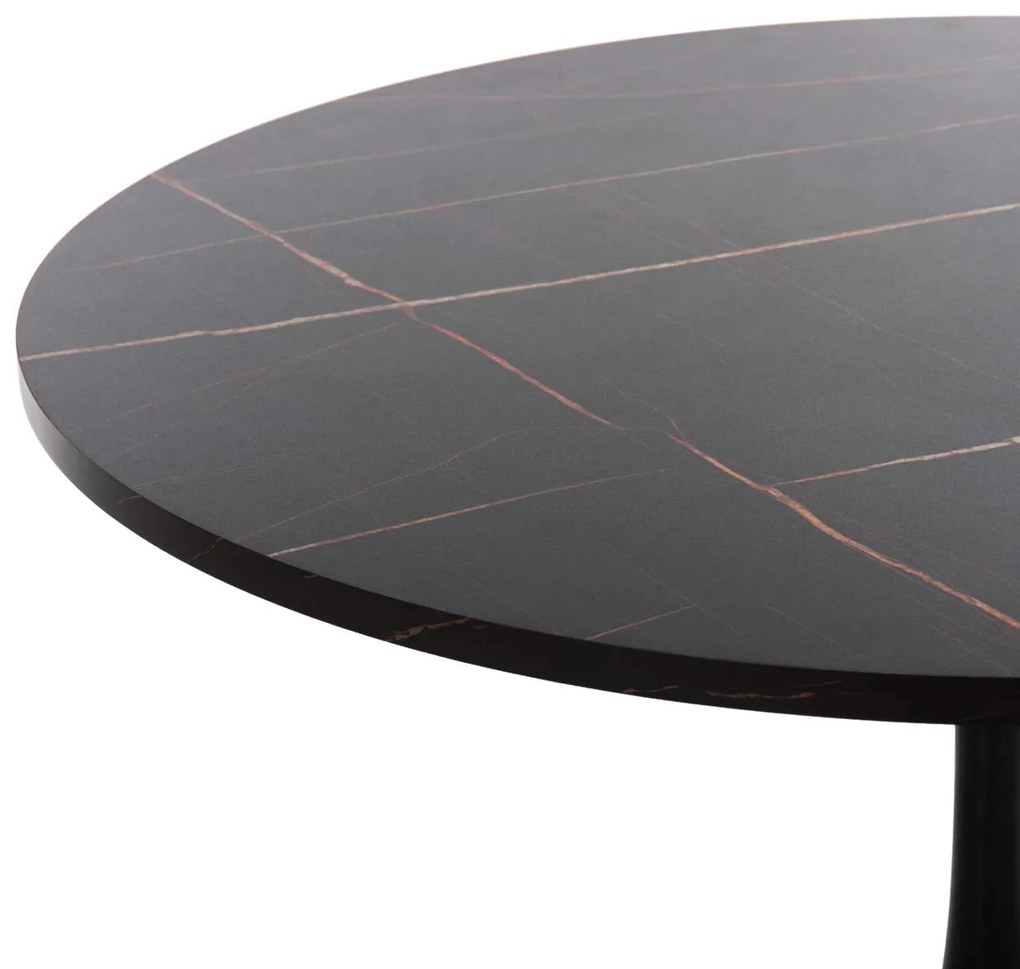 ΤΡΑΠΕΖΙ ΤΡΑΠΕΖΑΡΙΑΣ  ΣΤΡΟΓΓΥΛΟ BLACK MARBLE HM9422.02 Φ120x74Yεκ.