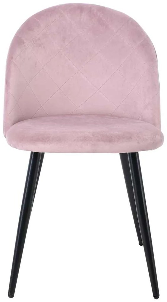 Καρέκλα Bella Μέταλλο Βαφή Μαύρο / Ύφασμα Velure Dirty Pink . Διάσταση: 50x57x81cm (Σετ 4 ΤΕΜ)