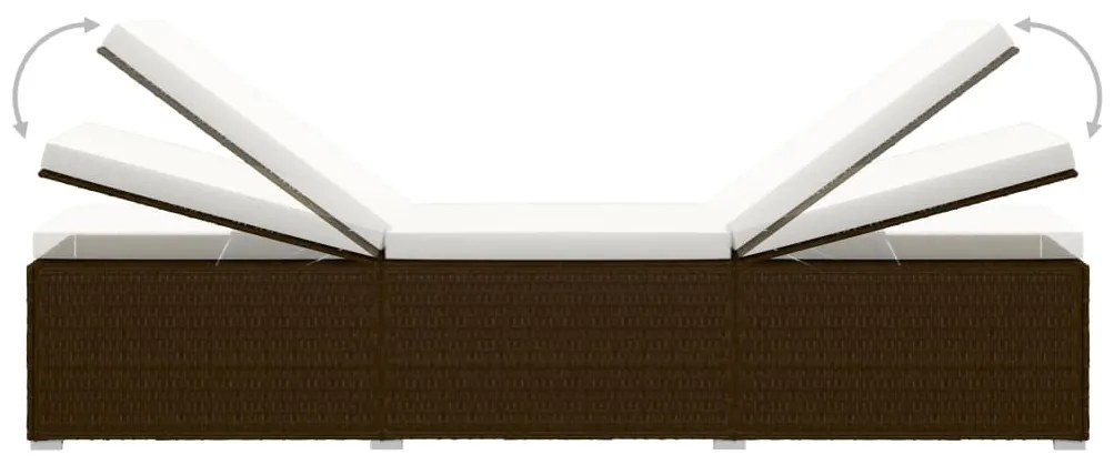 vidaXL Σετ Ξαπλώστρες με Τραπέζι 3 τεμ. Καφέ από Συνθετικό Ρατάν