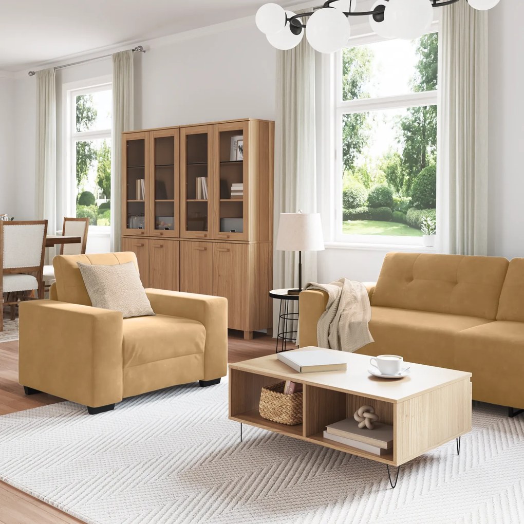 vidaXL Σετ Καναπέ με μαξιλάρι 3 pcs Καφέ 221 x 78 x 80 εκ Βελούδο