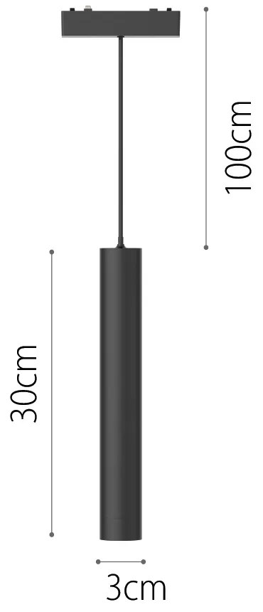 Φωτιστικό LED 6W 3CCT για Ultra-Thin μαγνητική ράγα σε μαύρη απόχρωση (by tuya and zigbee) D:3cmX30cm (T05505-BL)	 - T05505-BL - 1.5W - 20W - T05505-BL