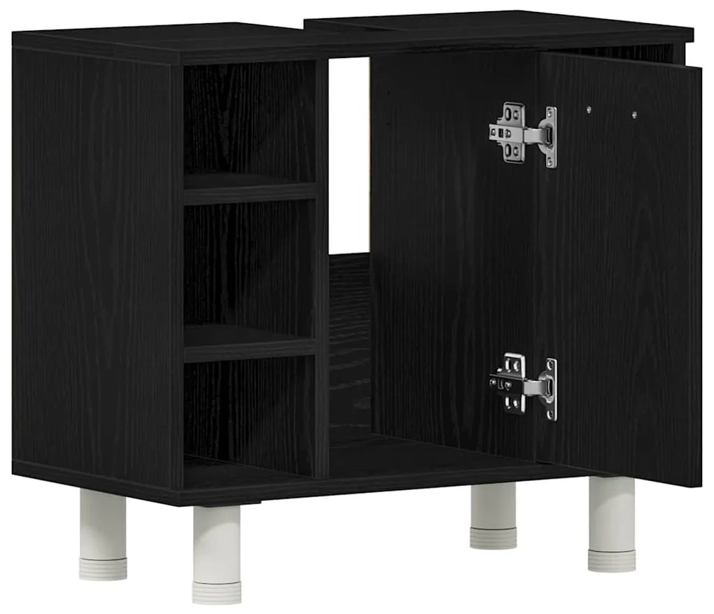 vidaXL Ντουλάπι Μπάνιου Μαύρη Οξυά 60 x 32 x 54 εκ Επεξεργασμένο ξύλο