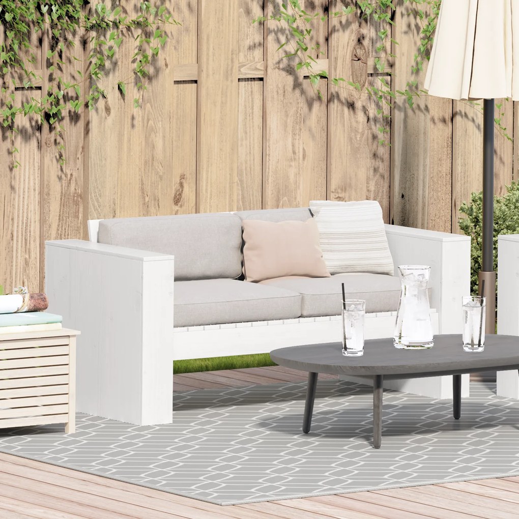 vidaXL Καναπές Κήπου Διθέσιος 134x60x62 cm Λευκός Μασίφ Ξύλο Πεύκο