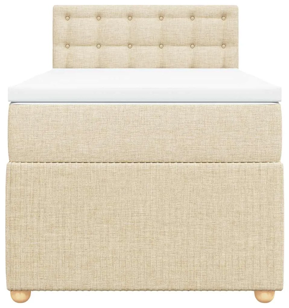vidaXL Κρεβάτι Boxspring με Στρώμα Κρεμ 80 x 200 εκ. Υφασμάτινο