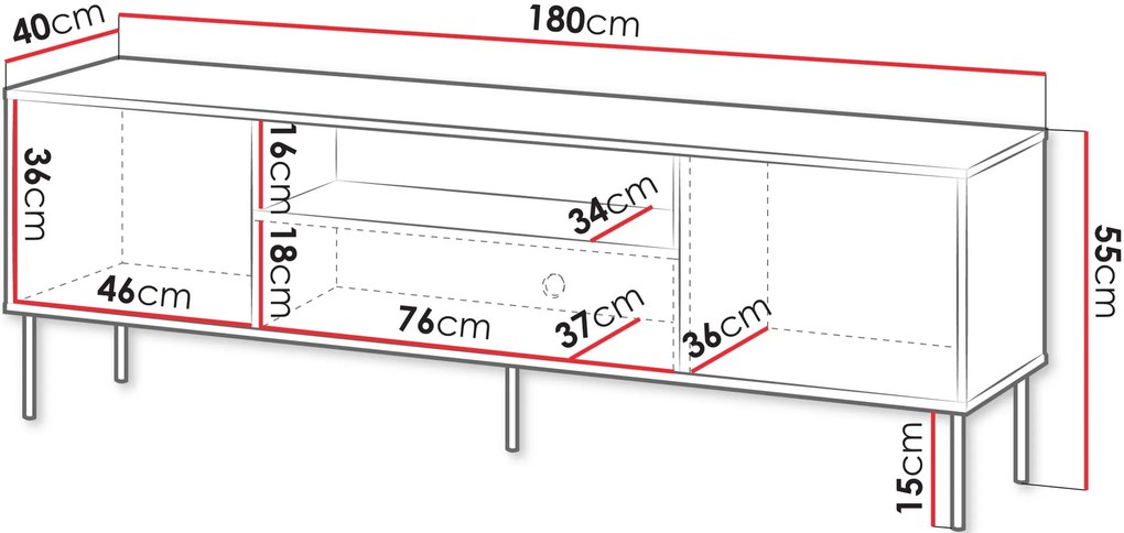 Έπιπλο τηλεόρασης Tresse 180 EF-Prasino Skouro