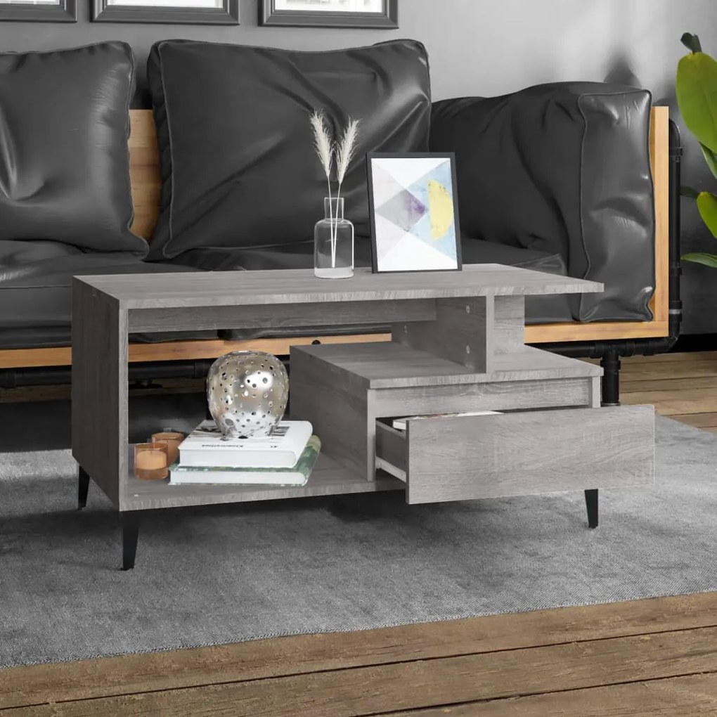 vidaXL Τραπεζάκι Σαλονιού Γκρι Sonoma 90x49x45 εκ.Επεξεργασμένο Ξύλο