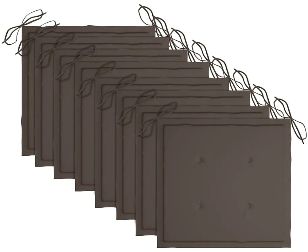 vidaXL Καρέκλες Κήπου Στοιβαζόμενες 8 τεμ. Μασίφ Ξύλο Teak &amp; Μαξιλάρια