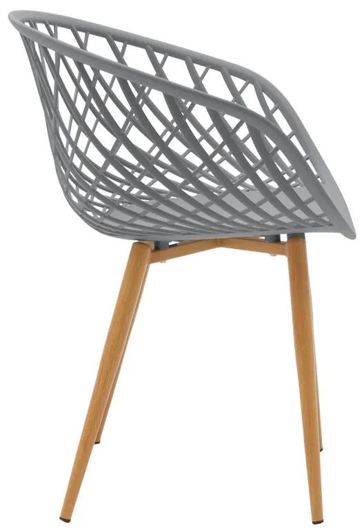 Τραπεζαρία Ezra-Natali σετ 5τεμ pp-mdf σε γκρι-λευκή απόχρωση με φυσικό πόδι 80x80x76εκ 80x80x76 εκ.