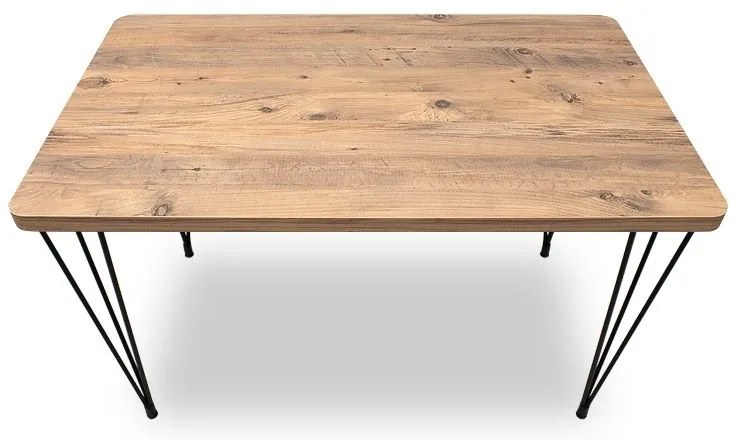 Σετ τραπεζαρία 5τμχ Roger - Rosa Megapap Mdf - PU χρώμα ακακίας - μαύρο 120x70x75εκ.