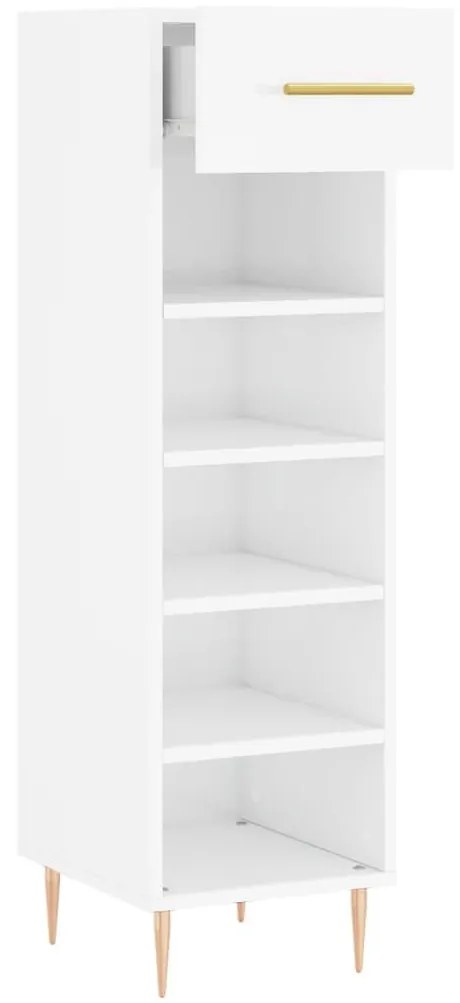 Παπουτσοθήκη Γυαλιστερό Λευκό 30x35x105 εκ. Επεξεργασμένο Ξύλο - Λευκό