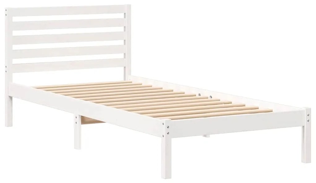 vidaXL Σκελετός Κρεβατιού Λευκό 90 x 210 cm Στερεά ξυλεία πεύκου