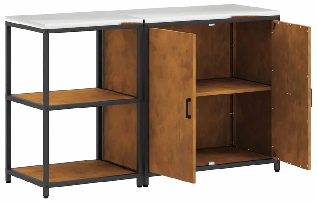 vidaXL Σετ Αποθήκευσης Κουζίνας με ράφι με αποθήκευση 2 pcs Σκ rusty