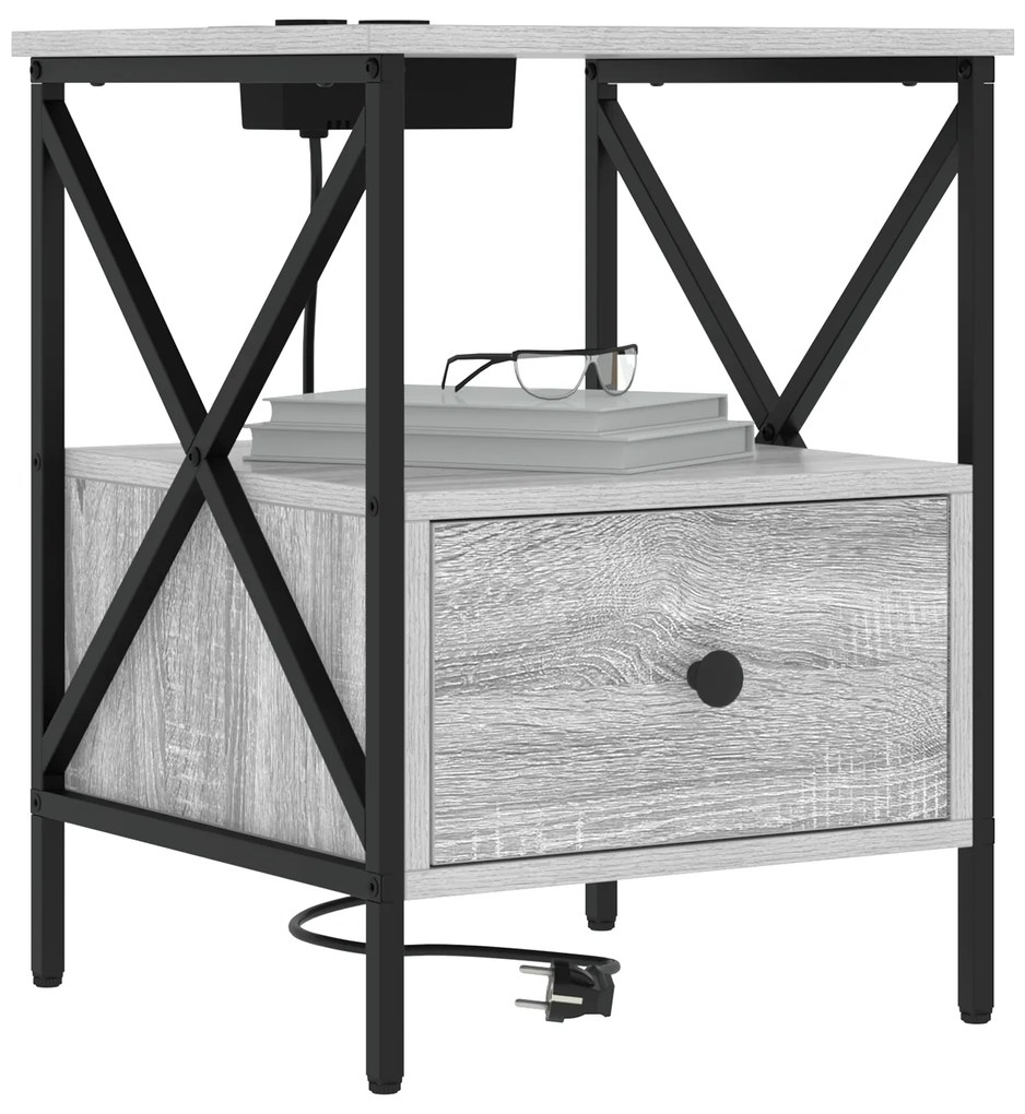 vidaXL Κομοδίνο με συρτάρι 2 pcs Γκρι sonoma 41.5 x 40.5 x 55 εκ.