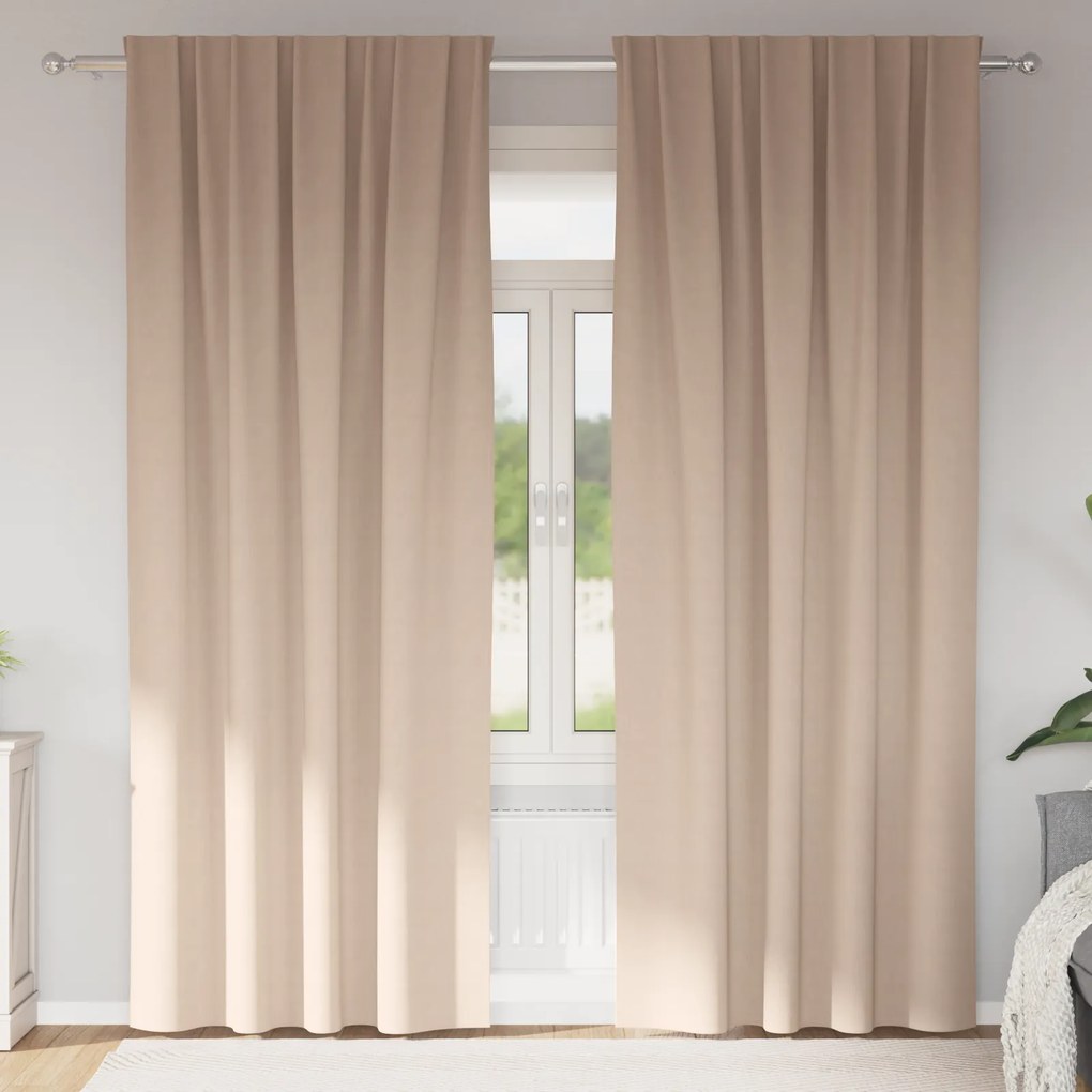 vidaXL Κουρτίνες με κουρτίνες 2 pcs Taupe 225 x 140 εκ. Πολυεστέρας