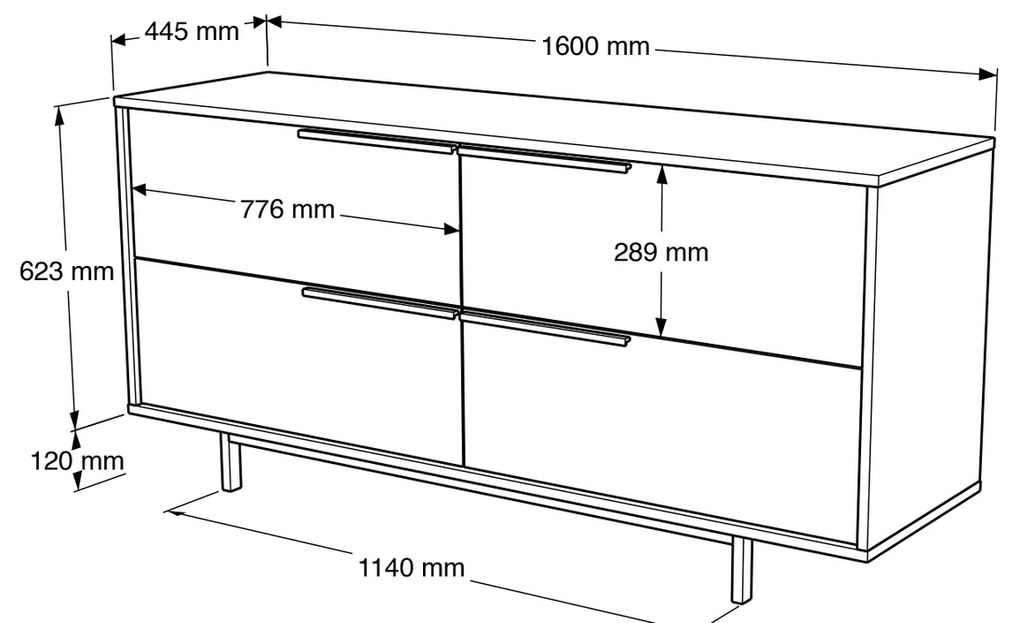 Μπουφές ArteLibre CARTMEL Φυσικό Μοριοσανίδα/Μέταλλο 44.5x160x74.3cm