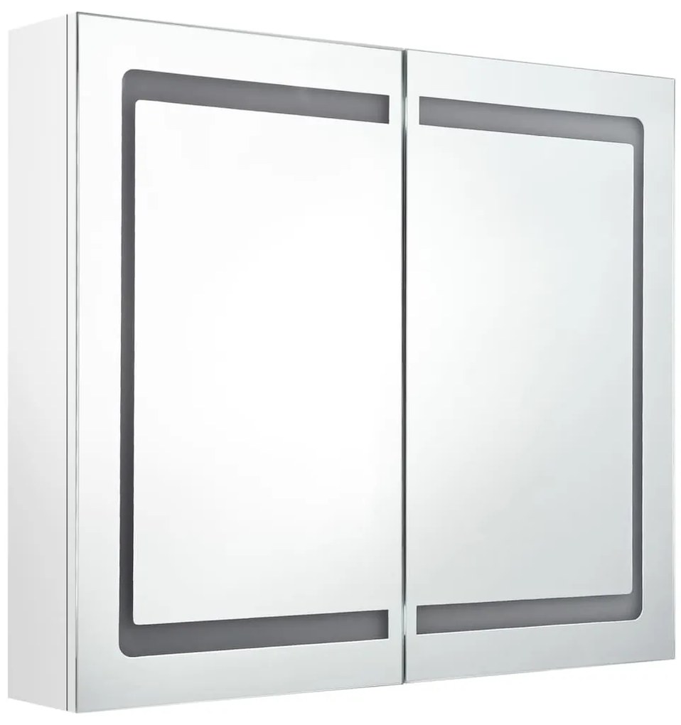 vidaXL Καθρέφτης Μπάνιου με Ντουλάπι & LED Λαμπερό Λευκό 80x12x68 εκ.