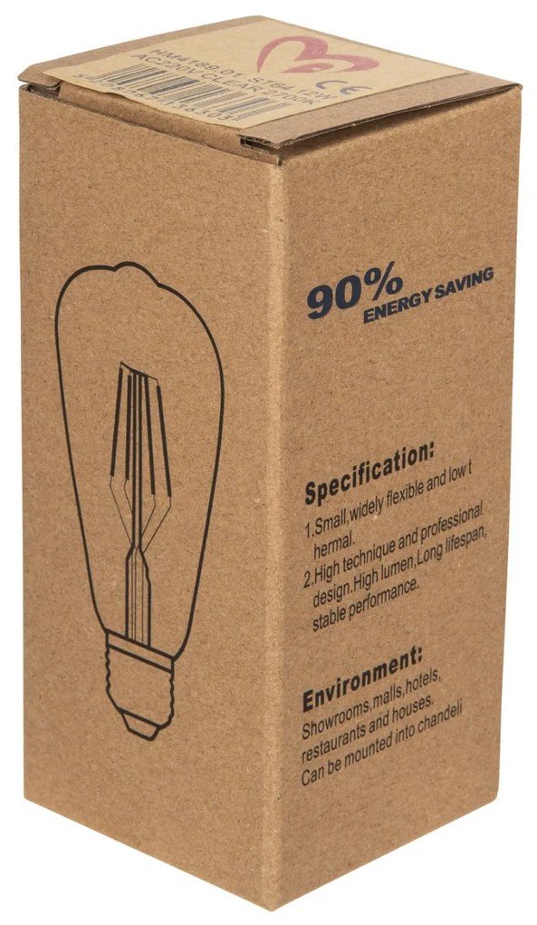 Λαμπτήρας Led Filament 12W E27 3000K Διάφανος