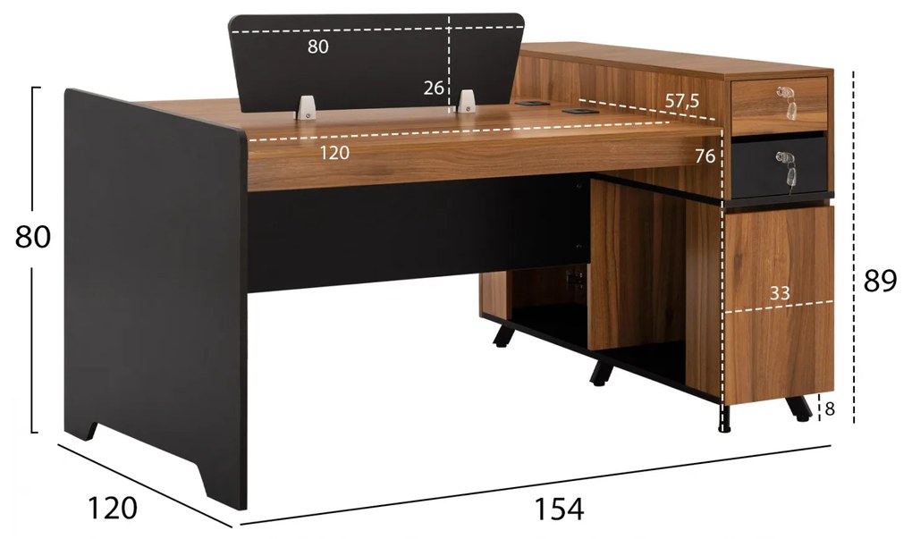 ΕΠΑΓΓΕΛΜΑΤΙΚΟΣ ΣΤΑΘΜΟΣ ΕΡΓΑΣΙΑΣ 2 ΑΤΟΜΩΝ SUPREME HM2374 154X120X89Υ εκ. (1 Τεμμάχια)