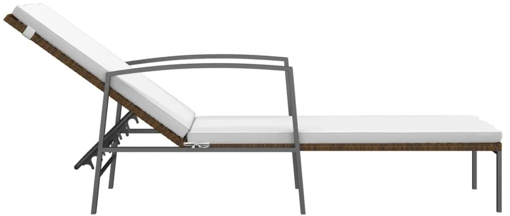 vidaXL Ξαπλώστρες 2 τεμ. Καφέ από Συνθετικό Ρατάν με Τραπέζι