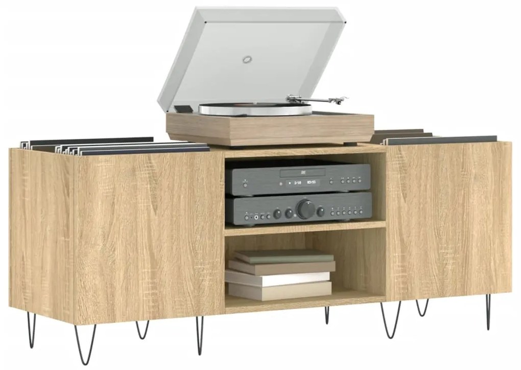 vidaXL Δισκοθήκη Sonoma Δρυς 121 x 38 x 48 εκ. από Επεξεργασμένο Ξύλο