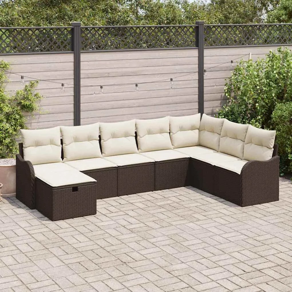 vidaXL Σετ Καναπέ Κήπου 8 pcs Καφέ και κρεμ 287,5 x 177,5 x 85 εκ.