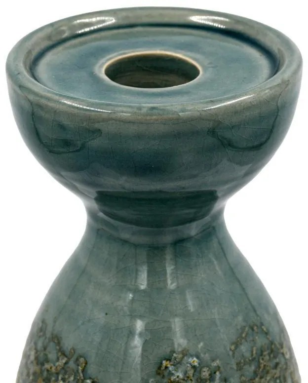 Κεραμικό Κηροπήγιο FL1029 Fylliana Πράσινο - Γκρι 10x21 εκ. 10x10x21 εκ.