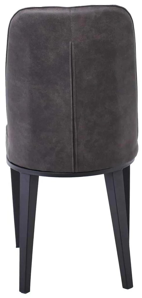 Καρέκλα CASTER Μεταλλική Βαφή Μαύρη/PU Ανθρακί 45x60x89cm (Σετ 6 ΤΕΜ)