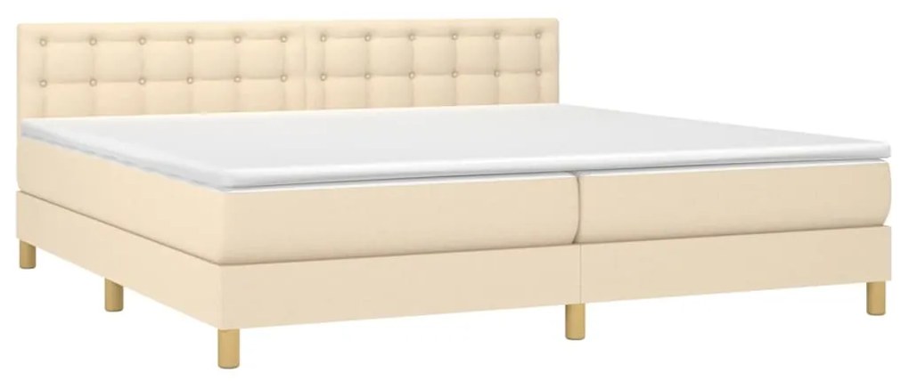 vidaXL Κρεβάτι Boxspring με Στρώμα Κρεμ 200x200 εκ. Υφασμάτινο