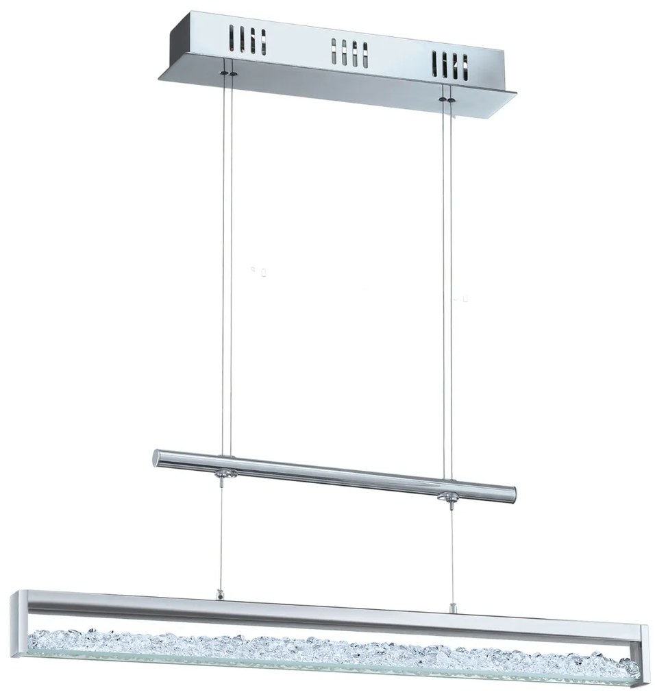 Φωτιστικό Κρεμαστό Ράγα L700xB80xH750-1300mm Dimmable Led 4x6w 2280lm 2700-5000Κ Χρωμέ-Κρύσταλλα Διάφανα Eglo Cardito 1 93625