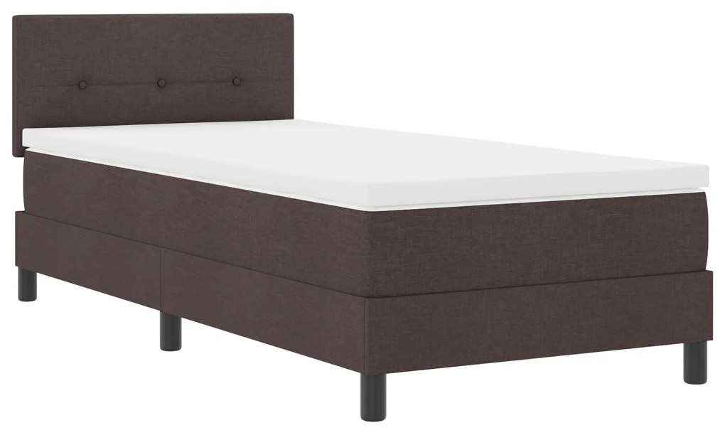vidaXL κρεβάτι Box Spring με στρώμα και LED Σκούρο Καφέ 90x200 εκ. Υφάσματος