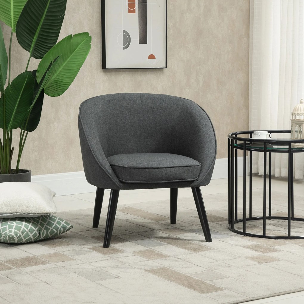 HOMCOM πολυθρόνα πολυθρόνα έως 150 kg, όψη λινό ξύλο γκρι 71 x 65 x 75 cm