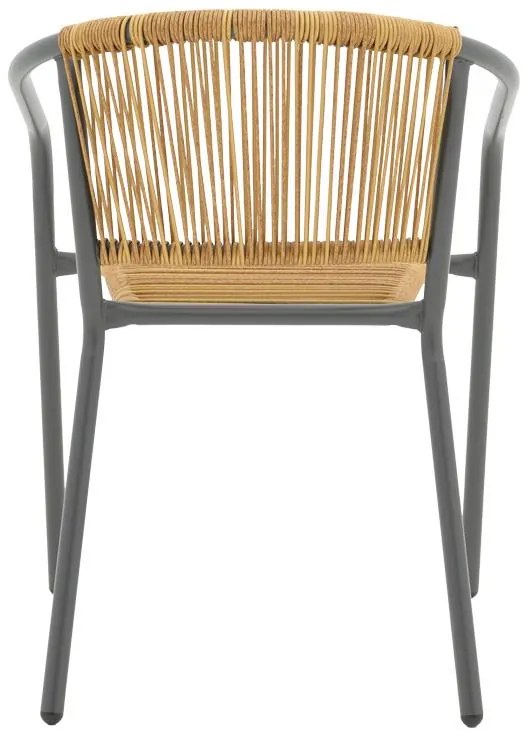 Καρέκλα - Καρέκλα Lindaria στοιβαζόμενη μέταλλο σε ανθρακί και pe rattan Φυσικό 54x63x74 εκ. 54x63x74 εκ.