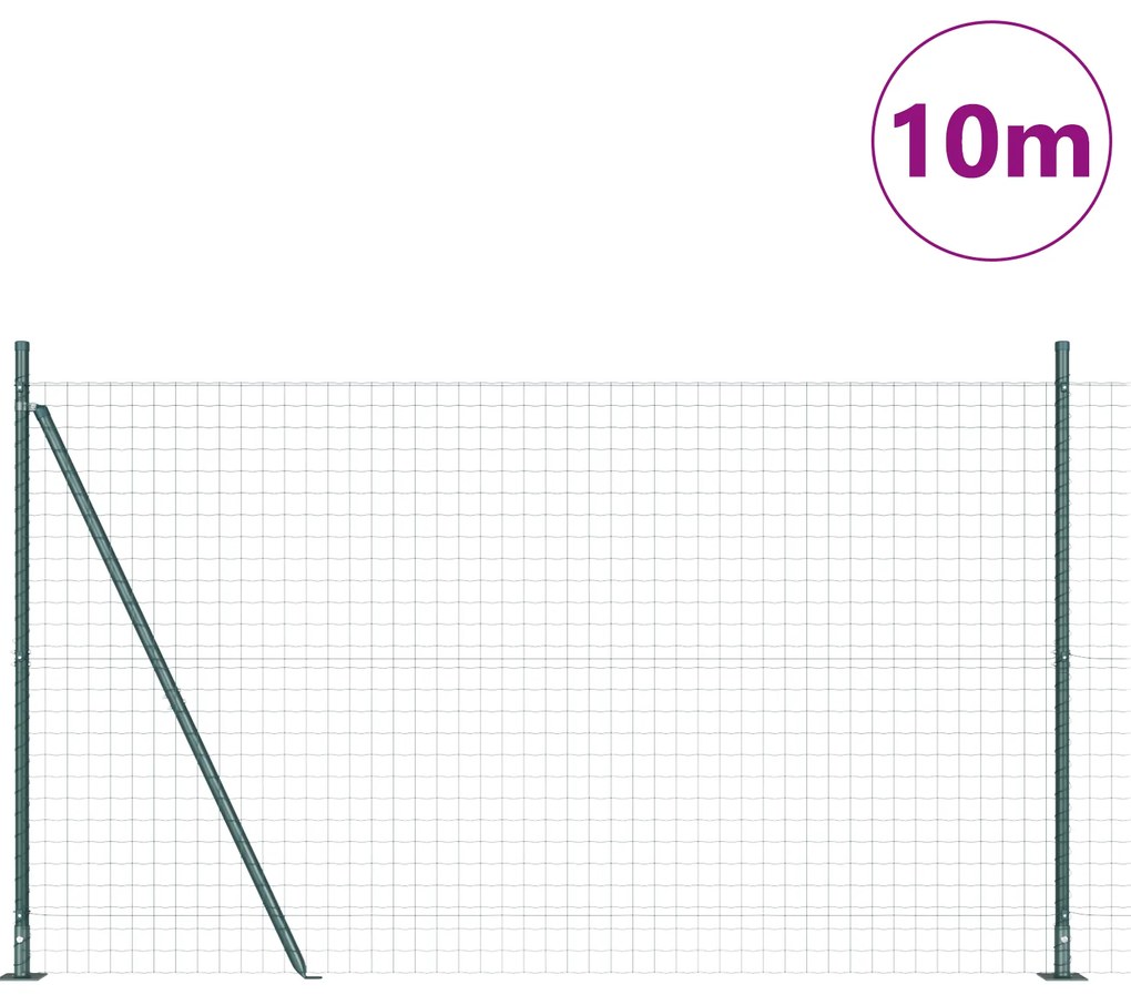vidaXL Euro Fence με 7 Φλαντζωτές Κολώνες 1.5x10 μ. Γαλβανισμένος Χάλυβας