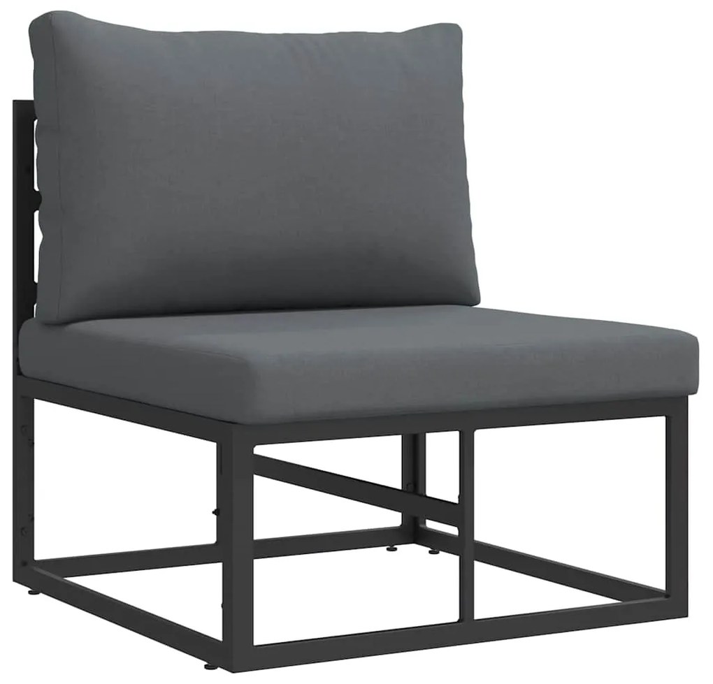 vidaXL Σετ Καναπέ Κήπου με μαξιλάρι 6 pcs Μαύρο Αλουμίνιο