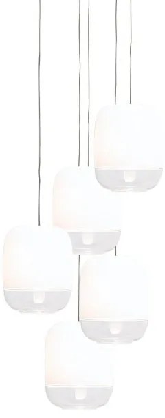 Πολυέλαιος Κρεμαστό Φωτιστικό Οροφής 5xLED 4,2W Dimmable Triac Φυσητό Γυαλί Βάση 15x15cm Gong Mini 5S Prandina-1A63002713001-Λευ 1A63002713001