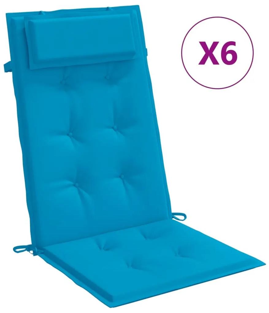 Μαξιλάρια Καρέκλας με Πλάτη 6 τεμ. Γαλάζια από Ύφασμα Oxford - Μπλε