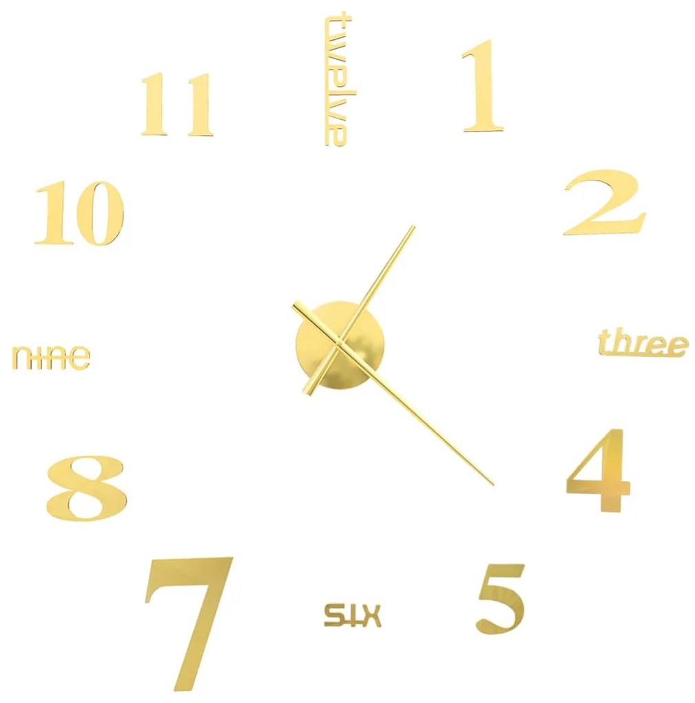 vidaXL Ρολόι Τοίχου Τρισδιάστατο Μοντέρνο Χρυσό 100 εκ. XXL