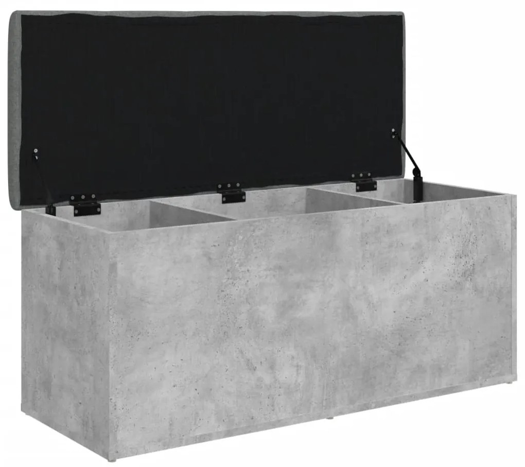 vidaXL Παγκάκι Αποθήκευσης Γκρι Σκυροδεμ. 102x42x45 εκ. Επεξεργ. Ξύλο