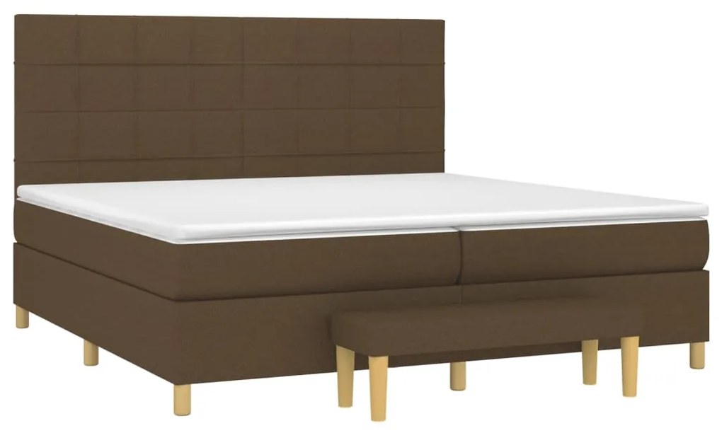 vidaXL Κρεβάτι Boxspring με Στρώμα Σκούρο Καφέ 200x200 εκ. Υφασμάτινο